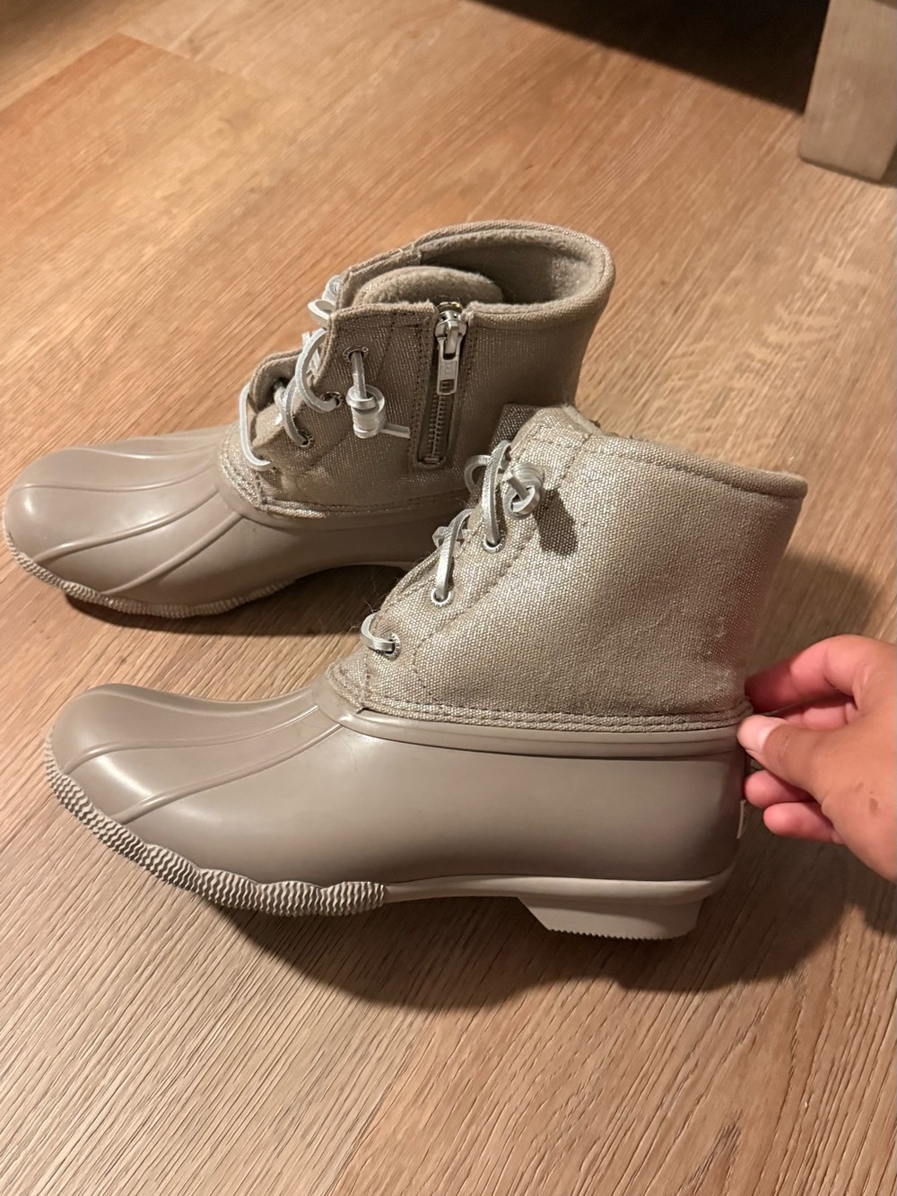 Sperry Short Lace-Up Boots in Taupe
